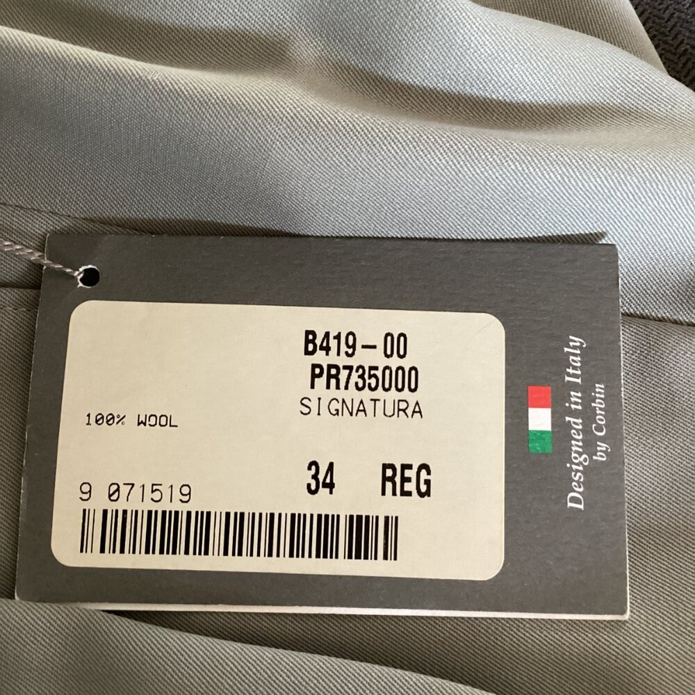Green Presario 100% Wool Dress Pants Designed in Italy by Corbin - NWT - W34 - Picture 7 of 9